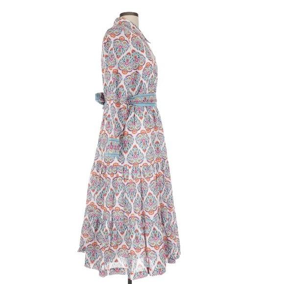 NWT Boden Paisley Long Sleeve Midi Dress 100% Cotton Size 10 Petite - Picture 7 of 14